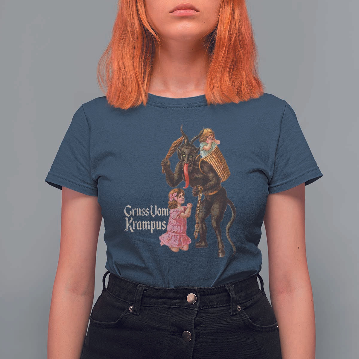 Christmas Creepy Krampus T Shirt For Women Greetings From Gruss Vom Krampus - Wonder Print Shop