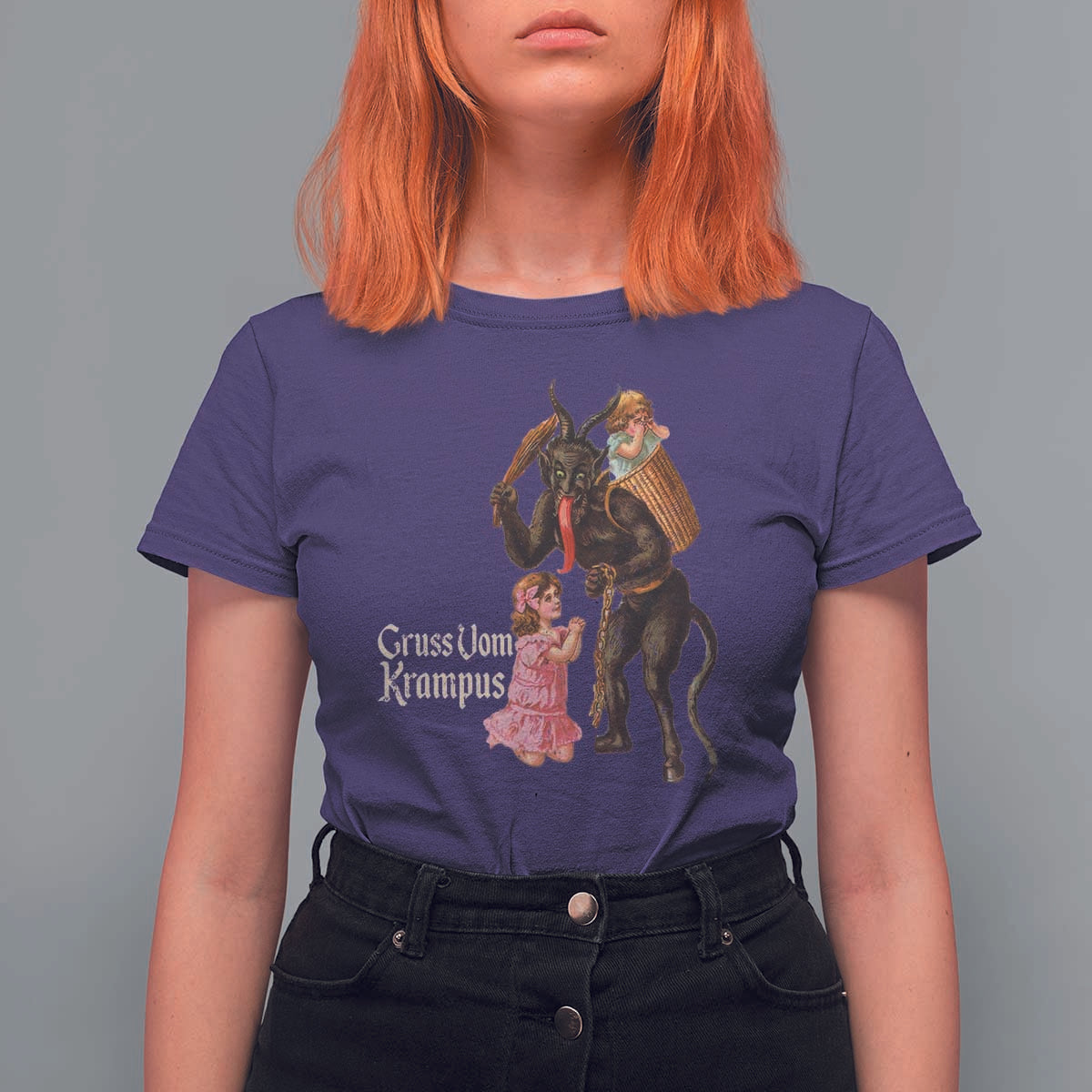 Christmas Creepy Krampus T Shirt For Women Greetings From Gruss Vom Krampus - Wonder Print Shop