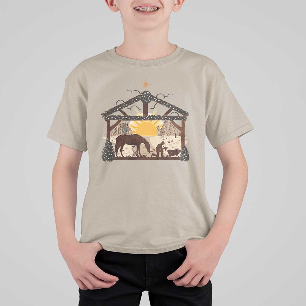 Christmas Western T Shirt For Kid True Story Jesus Cowboy Nativity Scene - Wonder Print Shop