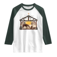 Christmas Western Raglan Shirt True Story Jesus Cowboy Nativity Scene - Wonder Print Shop