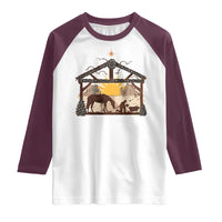 Christmas Western Raglan Shirt True Story Jesus Cowboy Nativity Scene - Wonder Print Shop