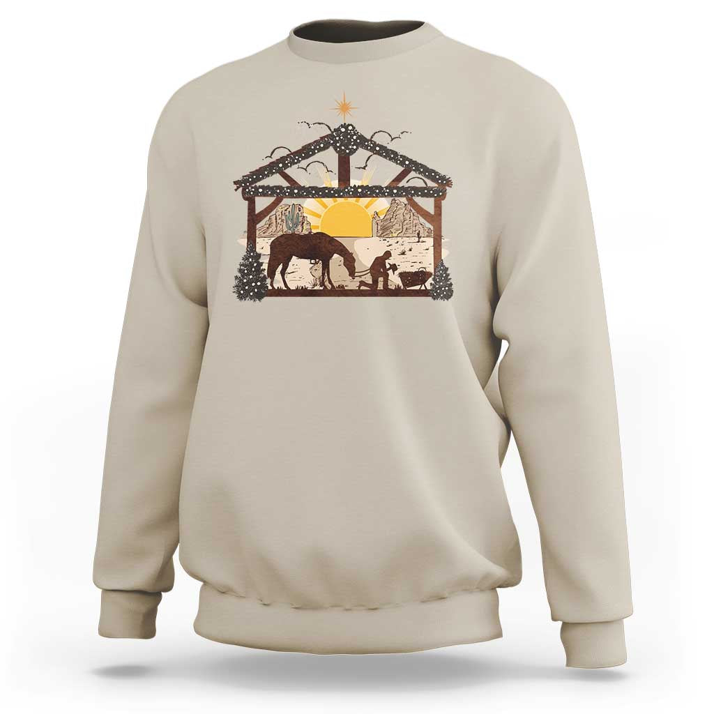 Christmas Western Sweatshirt True Story Jesus Cowboy Nativity Scene - Wonder Print Shop