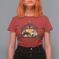Christmas Western T Shirt For Women True Story Jesus Cowboy Nativity Scene - Wonder Print Shop