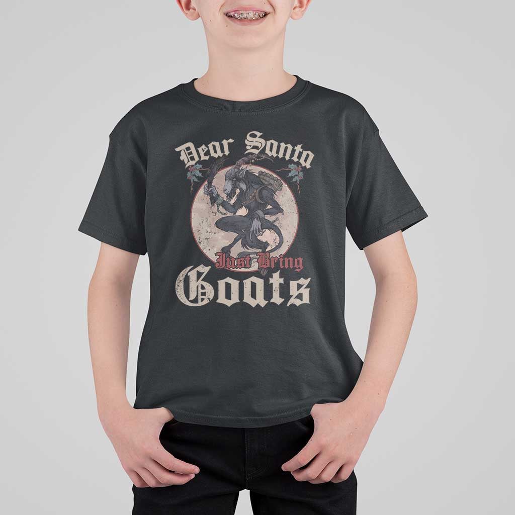 Funny Yule Christmas T Shirt For Kid Dear Santa Just Bring Goats Krampus - Wonder Print Shop