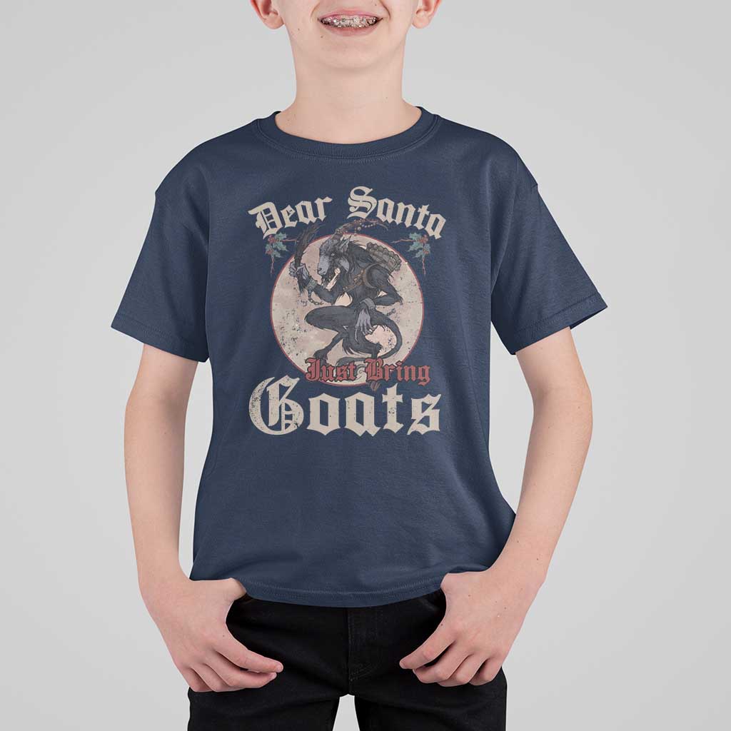 Funny Yule Christmas T Shirt For Kid Dear Santa Just Bring Goats Krampus - Wonder Print Shop