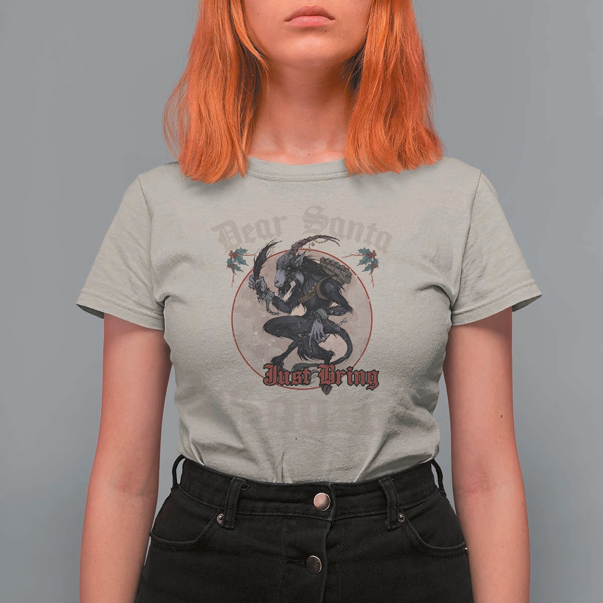 Funny Yule Christmas T Shirt For Women Dear Santa Just Bring Goats Krampus - Wonder Print Shop