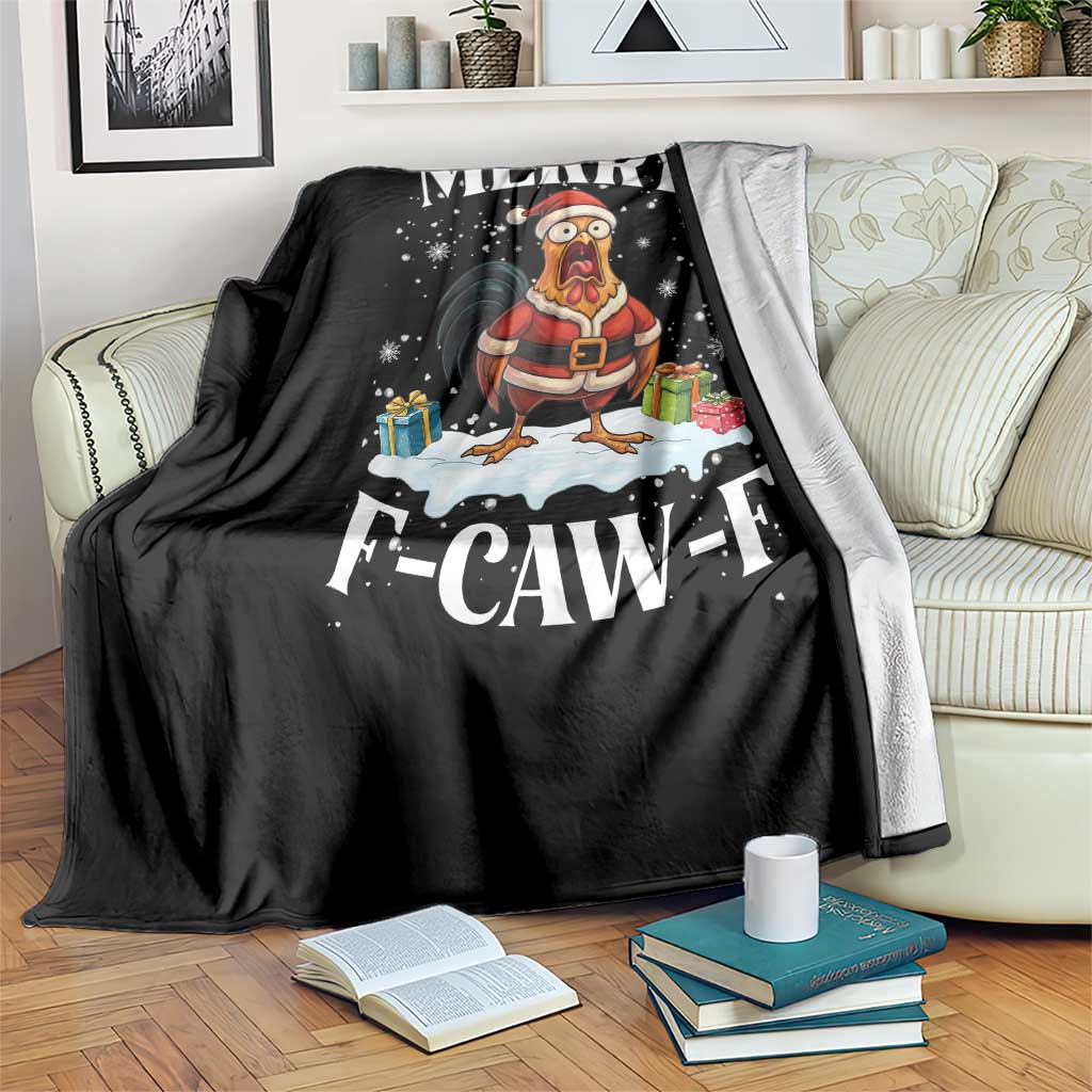 Funny F Caw F Chicken Christmas Throw Blanket Merry F Caw F Quote Holiday - Wonder Print Shop