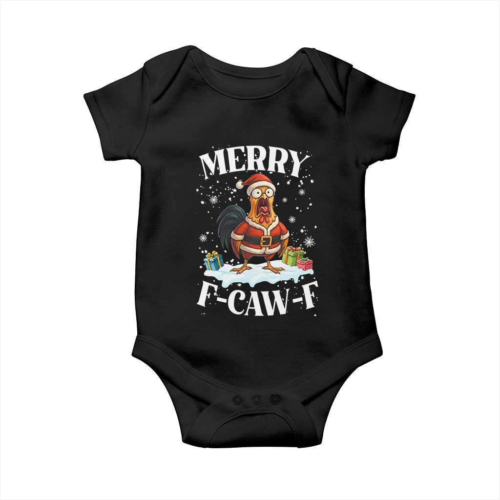 Funny F Caw F Chicken Christmas Baby Onesie Merry F Caw F Quote Holiday - Wonder Print Shop