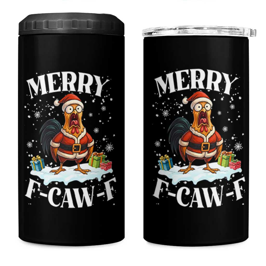 Funny F Caw F Chicken Christmas 4 in 1 Can Cooler Tumbler Merry F Caw F Quote Holiday - Wonder Print Shop