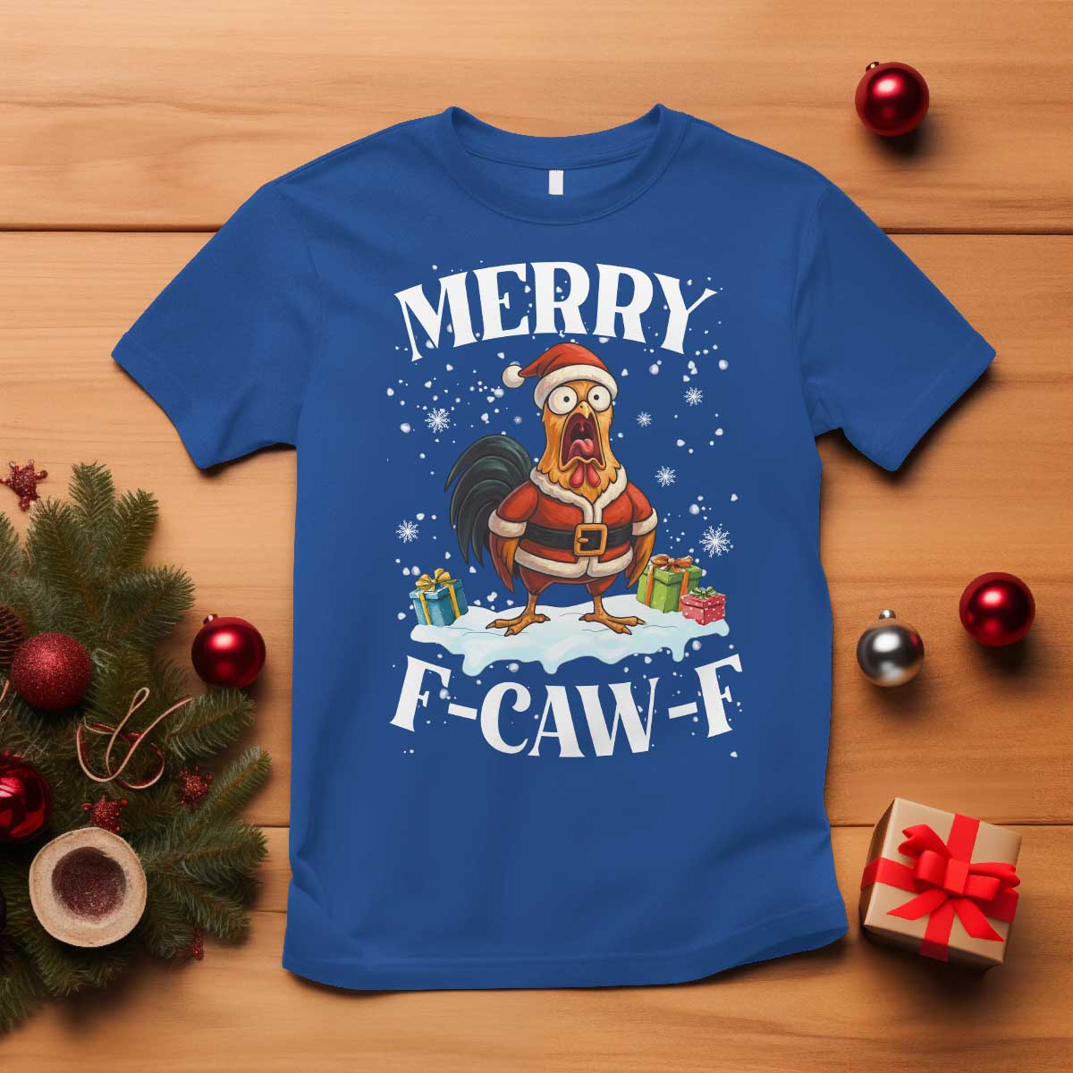 Funny F Caw F Chicken Christmas T Shirt Merry F Caw F Quote Holiday - Wonder Print Shop