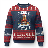 Funny F Caw F Chicken Xmas Ugly Christmas Sweater Merry F Caw F Quote Holiday - Wonder Print Shop
