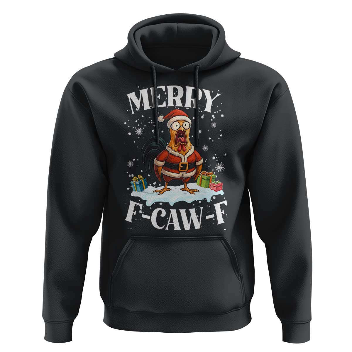 Funny F Caw F Chicken Christmas Hoodie Merry F Caw F Quote Holiday - Wonder Print Shop