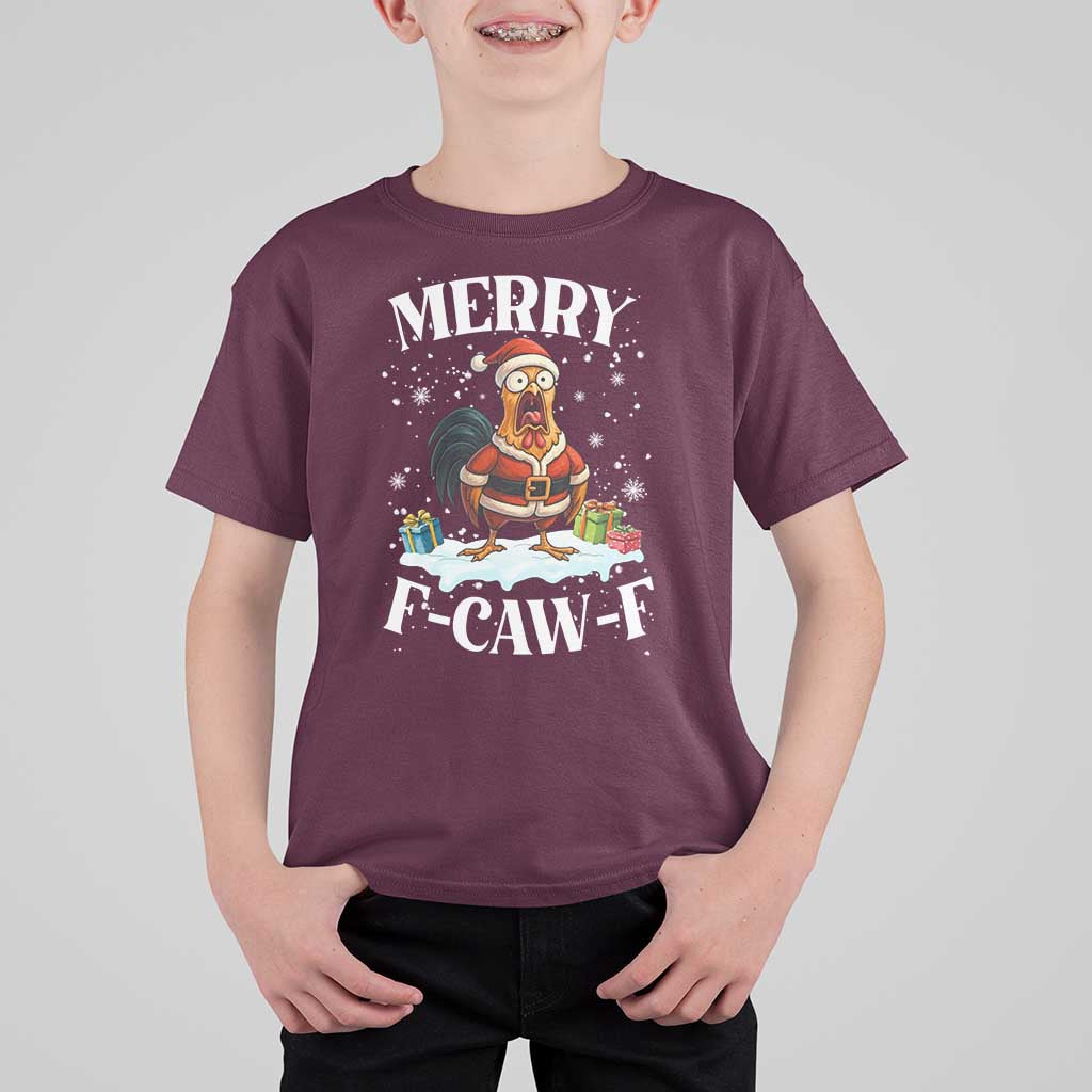 Funny F Caw F Chicken Christmas T Shirt For Kid Merry F Caw F Quote Holiday - Wonder Print Shop