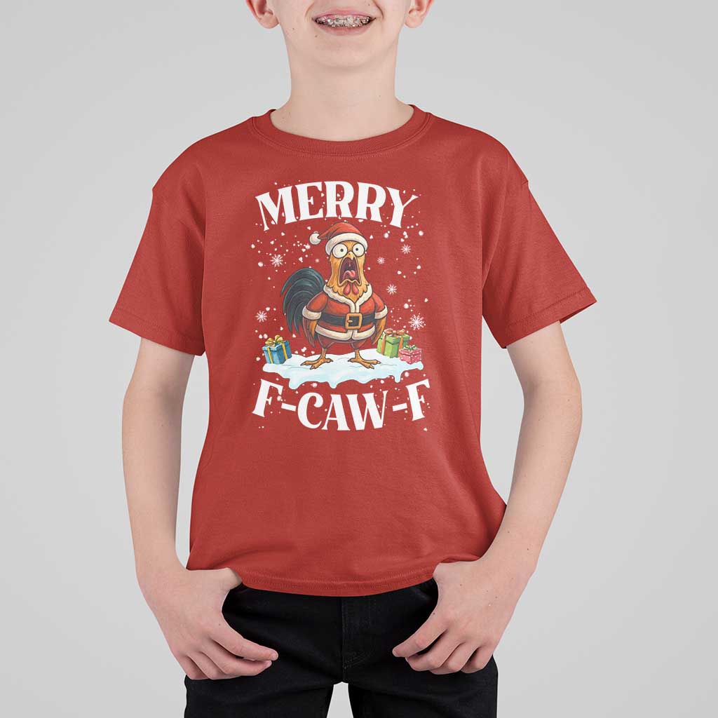 Funny F Caw F Chicken Christmas T Shirt For Kid Merry F Caw F Quote Holiday - Wonder Print Shop