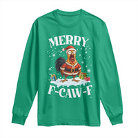 Funny F Caw F Chicken Christmas Long Sleeve Shirt Merry F Caw F Quote Holiday - Wonder Print Shop