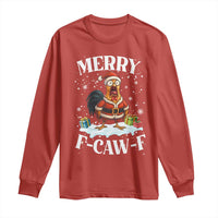 Funny F Caw F Chicken Christmas Long Sleeve Shirt Merry F Caw F Quote Holiday - Wonder Print Shop