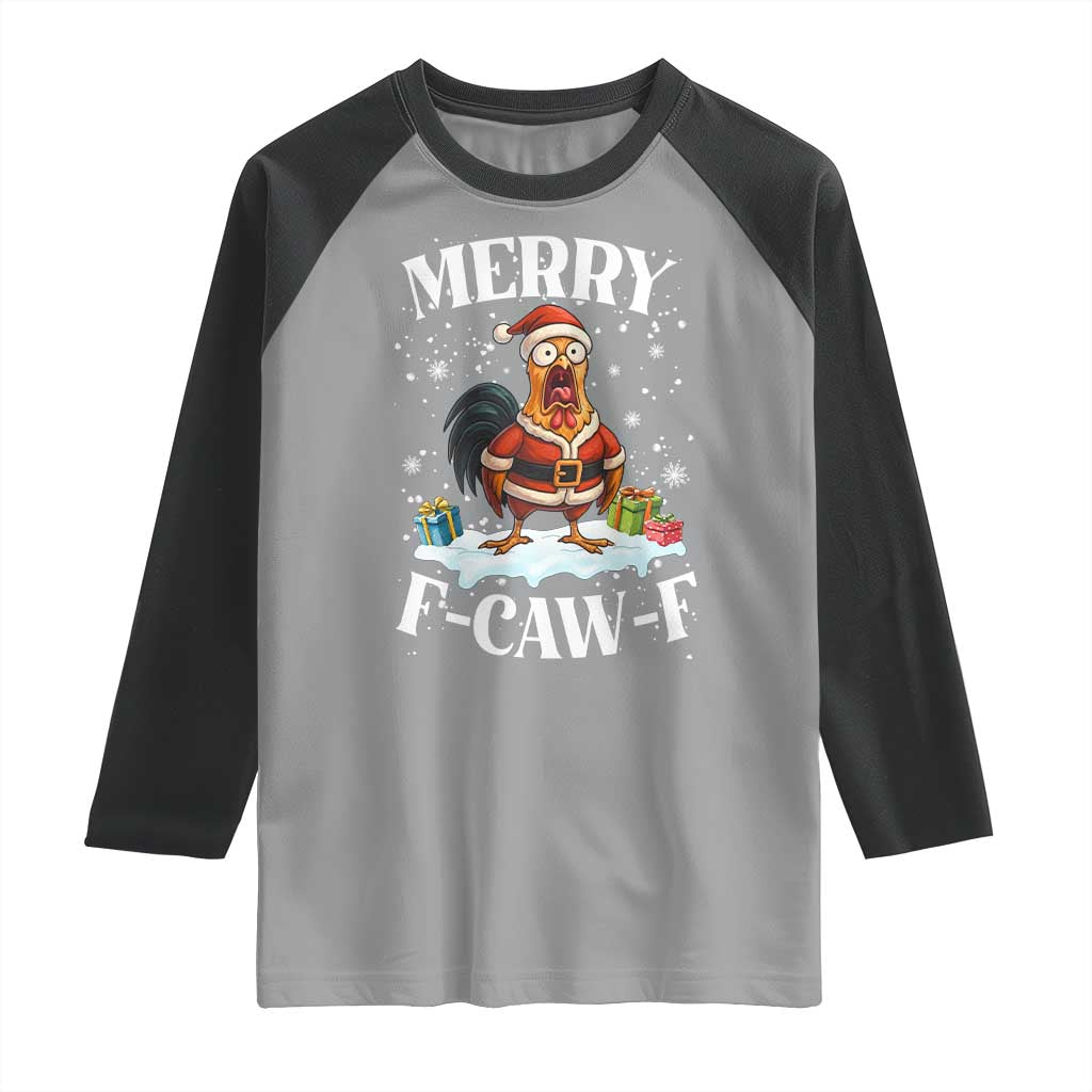 Funny F Caw F Chicken Christmas Raglan Shirt Merry F Caw F Quote Holiday - Wonder Print Shop