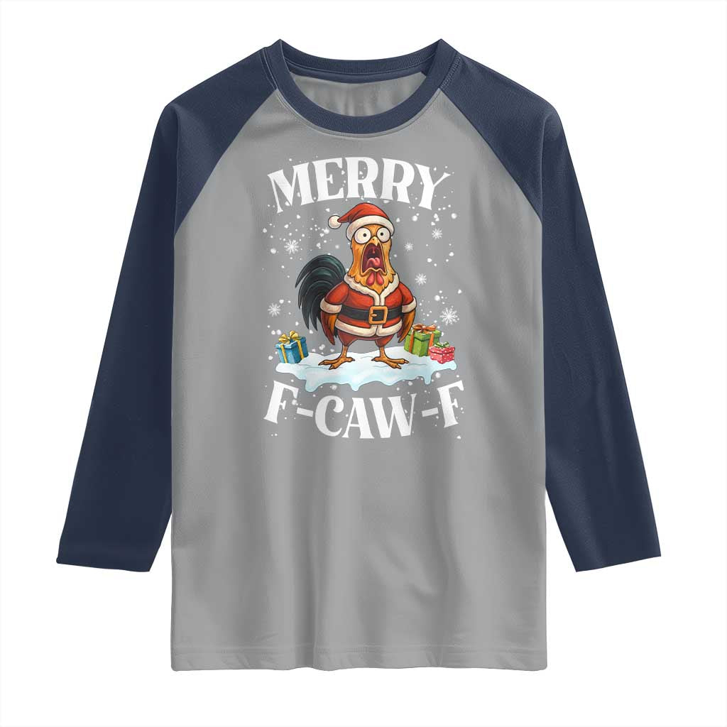 Funny F Caw F Chicken Christmas Raglan Shirt Merry F Caw F Quote Holiday - Wonder Print Shop