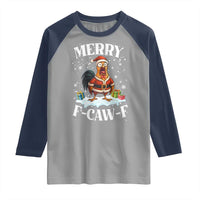 Funny F Caw F Chicken Christmas Raglan Shirt Merry F Caw F Quote Holiday - Wonder Print Shop