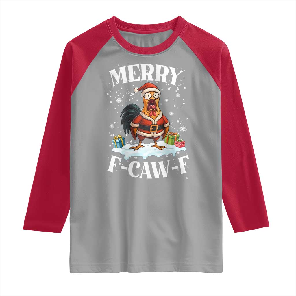 Funny F Caw F Chicken Christmas Raglan Shirt Merry F Caw F Quote Holiday - Wonder Print Shop