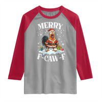 Funny F Caw F Chicken Christmas Raglan Shirt Merry F Caw F Quote Holiday - Wonder Print Shop