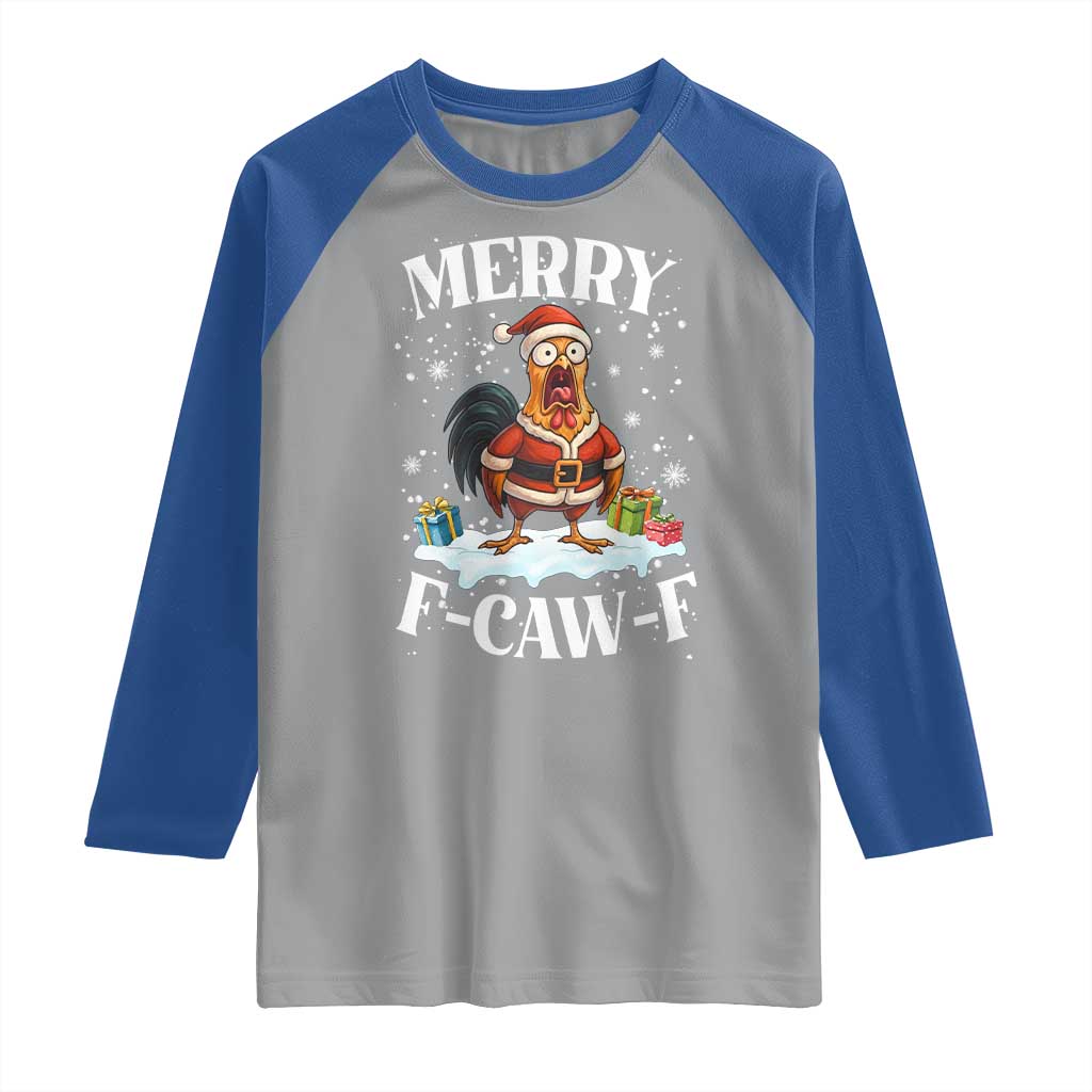 Funny F Caw F Chicken Christmas Raglan Shirt Merry F Caw F Quote Holiday - Wonder Print Shop