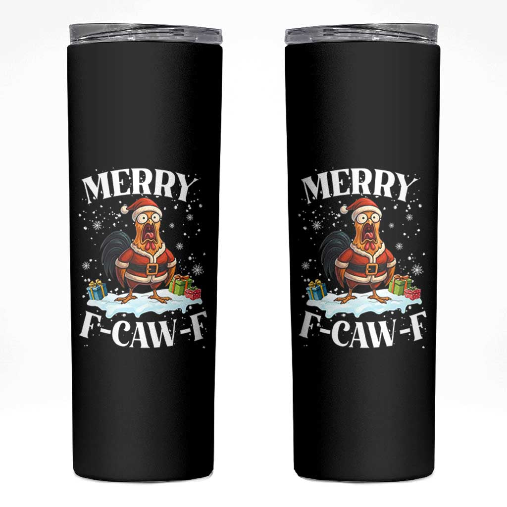 Funny F Caw F Chicken Christmas Skinny Tumbler Merry F Caw F Quote Holiday - Wonder Print Shop