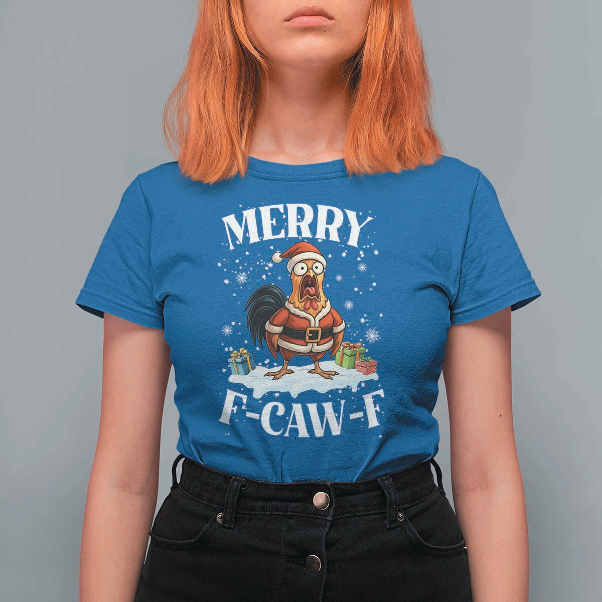 Funny F Caw F Chicken Christmas T Shirt For Women Merry F Caw F Quote Holiday - Wonder Print Shop