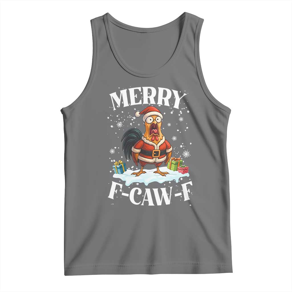 Funny F Caw F Chicken Christmas Tank Top Merry F Caw F Quote Holiday - Wonder Print Shop
