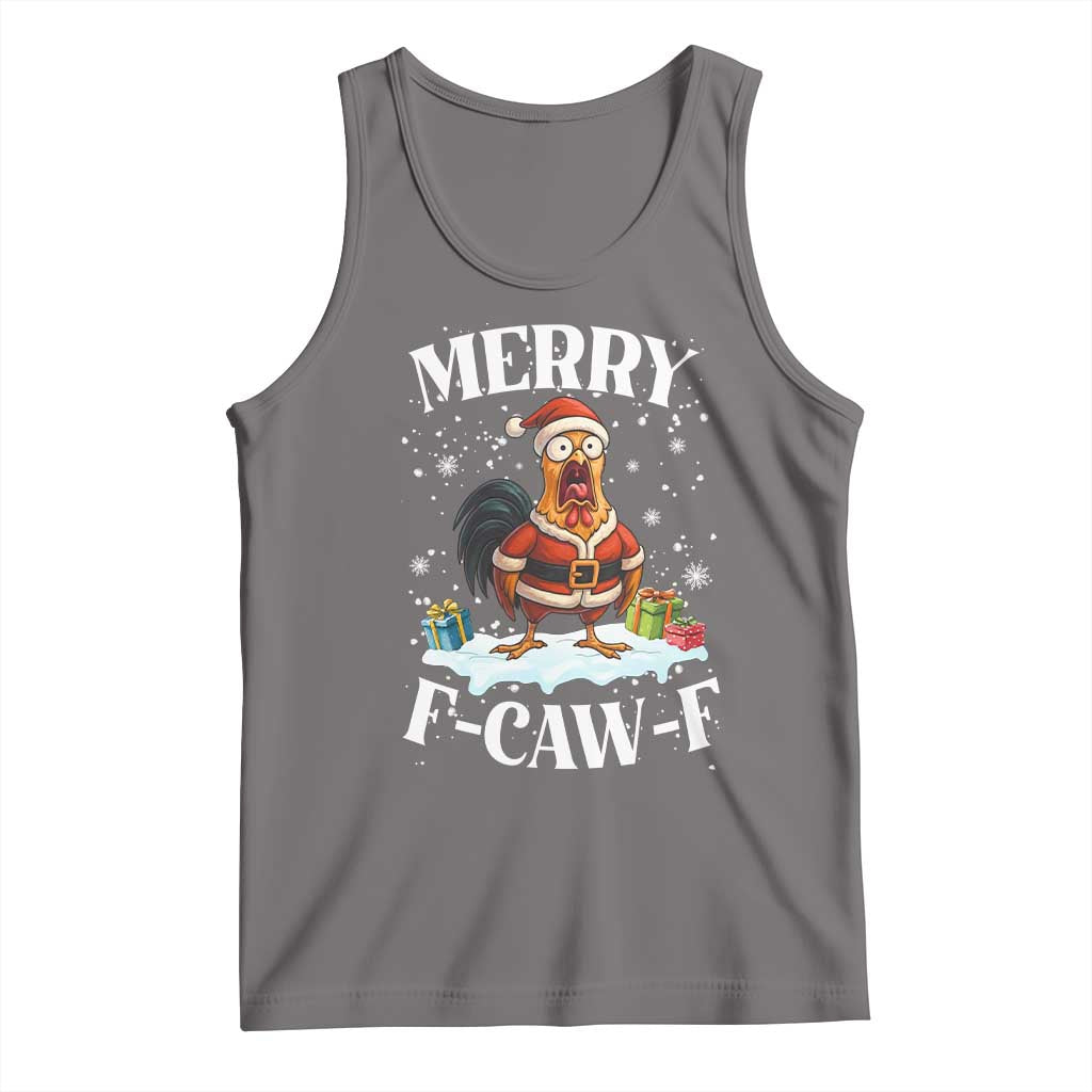 Funny F Caw F Chicken Christmas Tank Top Merry F Caw F Quote Holiday - Wonder Print Shop