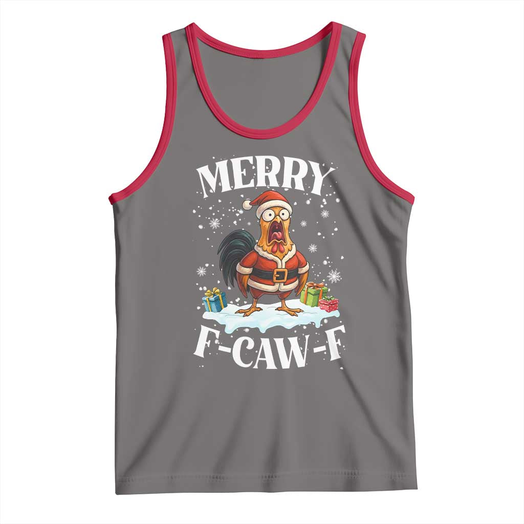 Funny F Caw F Chicken Christmas Tank Top Merry F Caw F Quote Holiday - Wonder Print Shop
