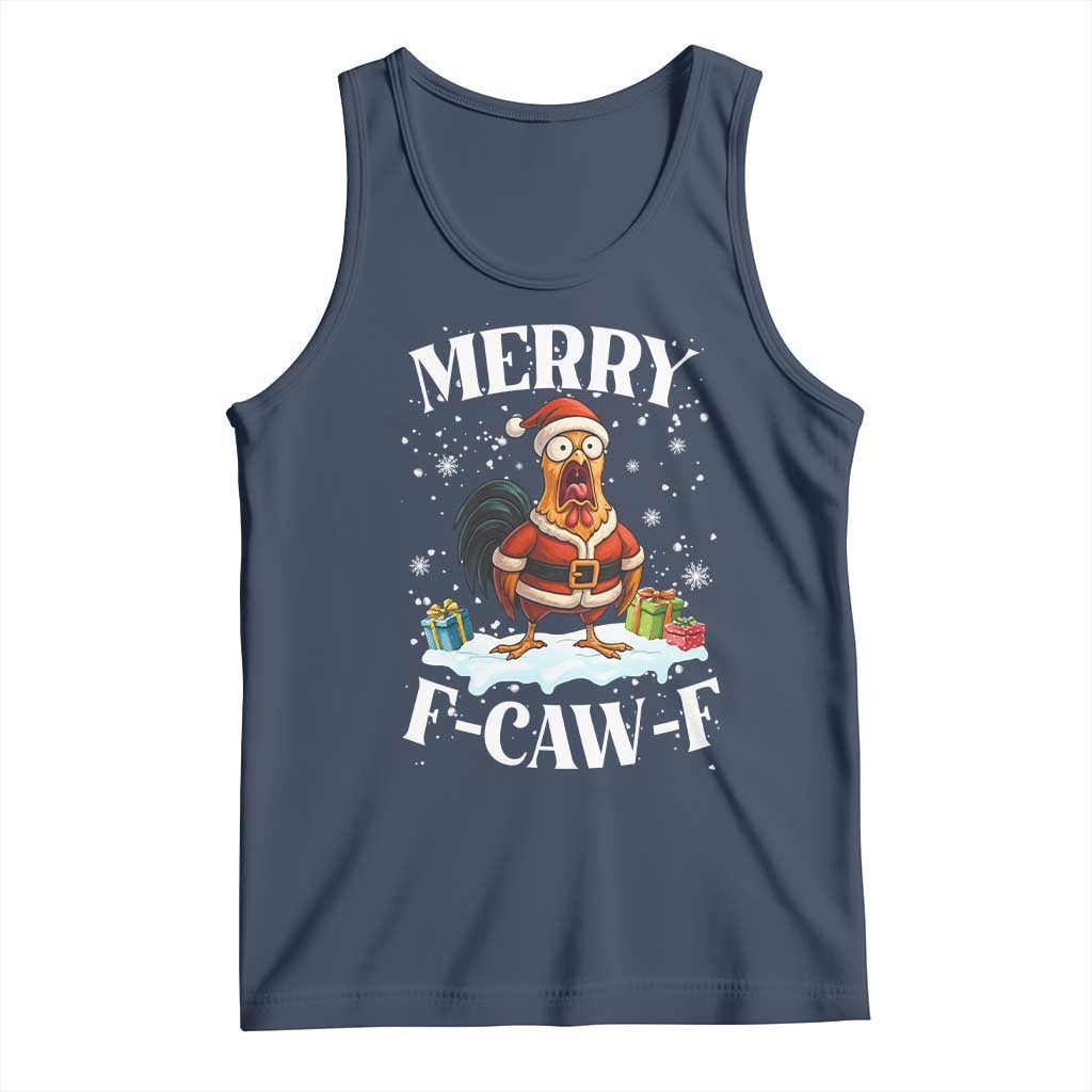 Funny F Caw F Chicken Christmas Tank Top Merry F Caw F Quote Holiday - Wonder Print Shop