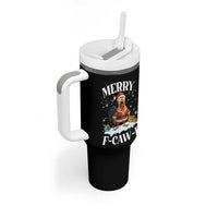 Funny F Caw F Chicken Christmas Tumbler With Handle Merry F Caw F Quote Holiday - Wonder Print Shop