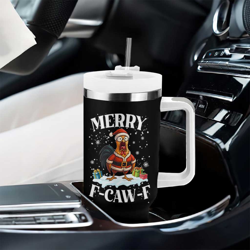 Funny F Caw F Chicken Christmas Tumbler With Handle Merry F Caw F Quote Holiday - Wonder Print Shop