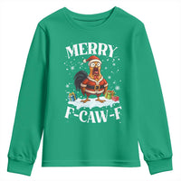 Funny F Caw F Chicken Christmas Youth Sweatshirt Merry F Caw F Quote Holiday - Wonder Print Shop