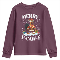 Funny F Caw F Chicken Christmas Youth Sweatshirt Merry F Caw F Quote Holiday - Wonder Print Shop