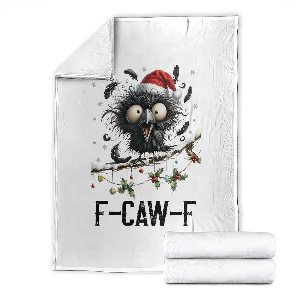 Funny F Caw F Christmas Crow Throw Blanket Santa Raven Xmas Holiday Snowflake - Wonder Print Shop