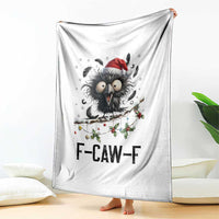 Funny F Caw F Christmas Crow Throw Blanket Santa Raven Xmas Holiday Snowflake - Wonder Print Shop