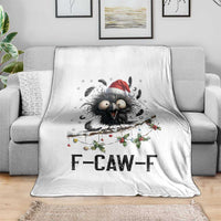 Funny F Caw F Christmas Crow Throw Blanket Santa Raven Xmas Holiday Snowflake - Wonder Print Shop