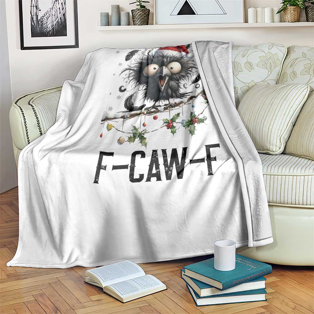 Funny F Caw F Christmas Crow Throw Blanket Santa Raven Xmas Holiday Snowflake - Wonder Print Shop
