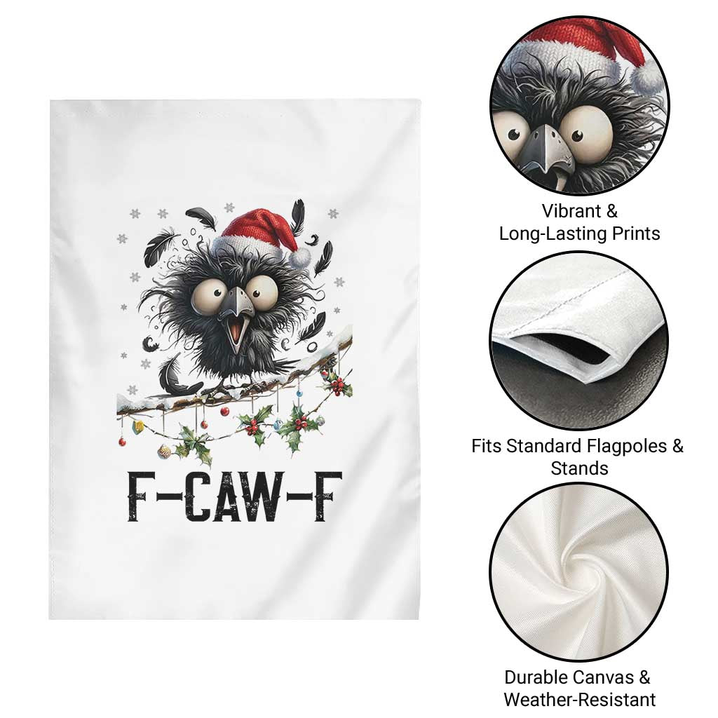Funny F Caw F Christmas Crow Garden Flag Santa Raven Xmas Holiday Snowflake - Wonder Print Shop