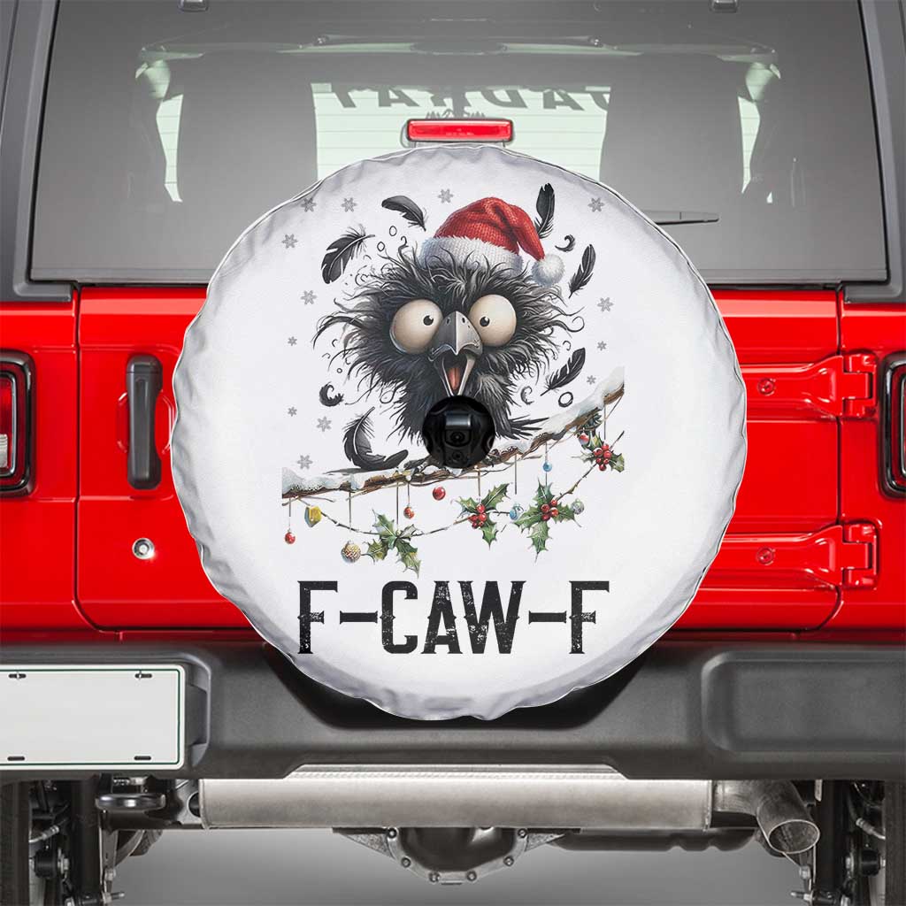 Funny F Caw F Christmas Crow Spare Tire Cover Santa Raven Xmas Holiday Snowflake - Wonder Print Shop