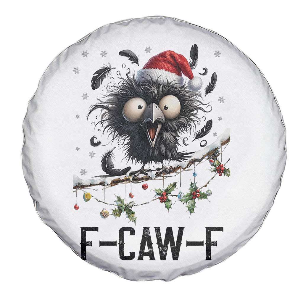 Funny F Caw F Christmas Crow Spare Tire Cover Santa Raven Xmas Holiday Snowflake - Wonder Print Shop