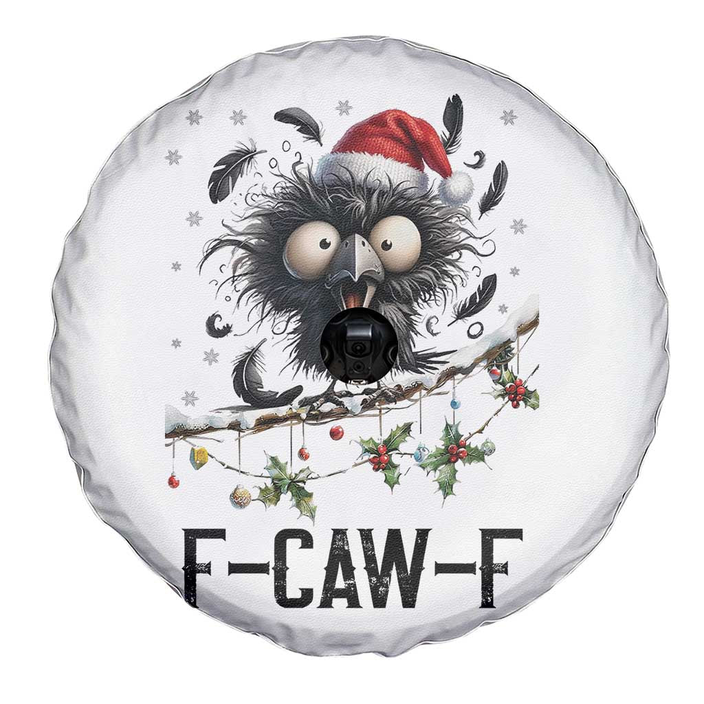 Funny F Caw F Christmas Crow Spare Tire Cover Santa Raven Xmas Holiday Snowflake - Wonder Print Shop