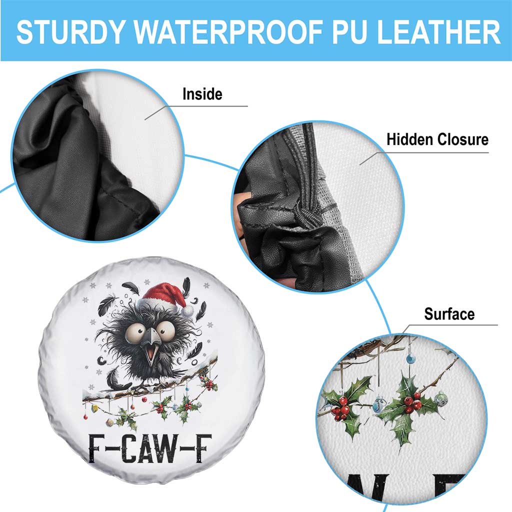 Funny F Caw F Christmas Crow Spare Tire Cover Santa Raven Xmas Holiday Snowflake - Wonder Print Shop