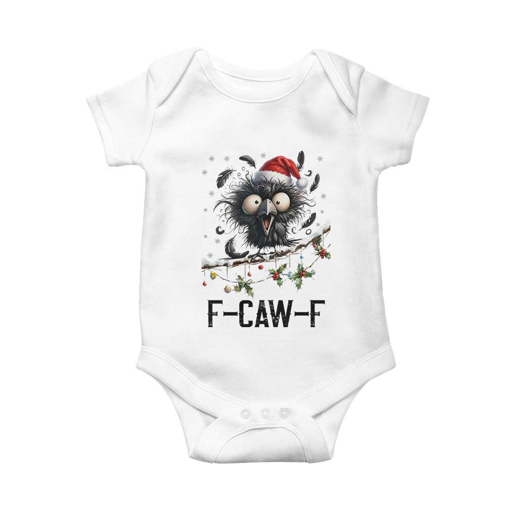 Funny F Caw F Christmas Crow Baby Onesie Santa Raven Xmas Holiday Snowflake - Wonder Print Shop