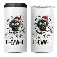 Funny F Caw F Christmas Crow 4 in 1 Can Cooler Tumbler Santa Raven Xmas Holiday Snowflake - Wonder Print Shop