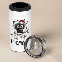 Funny F Caw F Christmas Crow 4 in 1 Can Cooler Tumbler Santa Raven Xmas Holiday Snowflake - Wonder Print Shop
