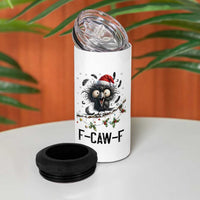 Funny F Caw F Christmas Crow 4 in 1 Can Cooler Tumbler Santa Raven Xmas Holiday Snowflake - Wonder Print Shop