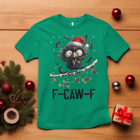 Funny F Caw F Christmas Crow T Shirt Santa Raven Xmas Holiday Snowflake - Wonder Print Shop